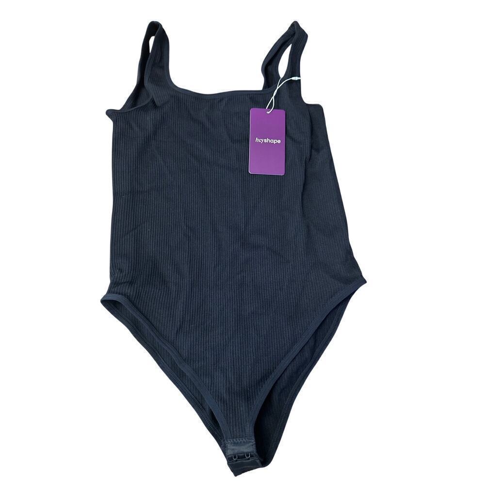 HeyShape Ribbed Bodysuit Black Womens Large NWT